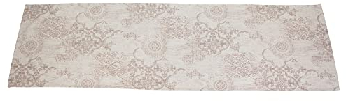 FRANK FLECHTWAREN Tischläufer Ornament, cremefarbener Grundstoff, zarter Barock-Look in Rosé, 74% Polyester, 26% Baumwolle, Maße: 40 x 140 cm