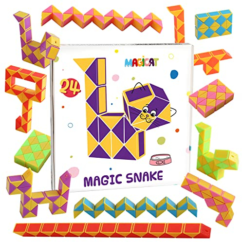 Magicat Premium Magic Snake Set I 24 Schlangen je 24-Blöcke – Perfekt für selbstgemachte Adventskalender 2025 & Nikolausstrumpf, Mitgebsel Kindergeburtstag, kleine Weihnachtsgeschenke
