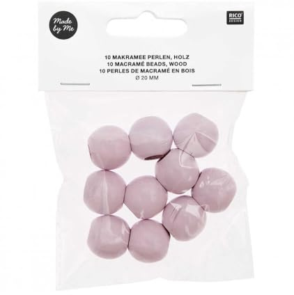 Makramee Holzperlen Rosa 20 mm 10 Stück