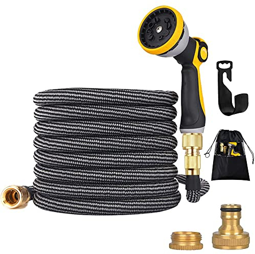 ZAselect Gartenschlauch 60 m erweiterbar, stärkster Doppel-Latex-Innenschlauch verhindert Auslaufen magischer Schlauch mit 9 Funktionen Spritzpistole, erweiterte Version 200FT-60M