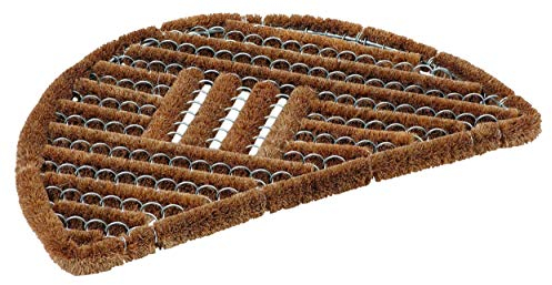 Fußmatte außen Türmatte Kokosfaser Kokosmatte - Schmutzfangmatte Bürstenmatte wetterfest - strapazierfähiger Fußabstreifer Natur 40x60 cm halbrund