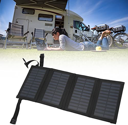 Panel Solar de 20 W, Cargador Solar Plegable, Puerto USB Portátil de 5,5 V, Placa de Cargador Solar Plegable Monocristalina para Viajes Al Aire Libre, Cam