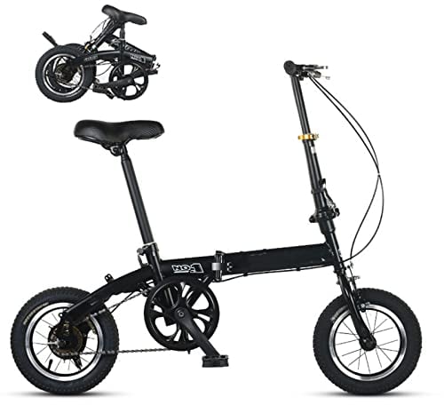 FathiTi Erwachsene Jugendliche Klapprad in12 Zoll Schnellfaltsystem Leichter Rahmen Single Speed Doppelscheibenbremsen Klappfahrrad,for Height 110-160cm,Schwarz