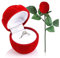 Boite Rose pour Bague - Alliance Ecrin Mariage Fleur Romantique - Rouge