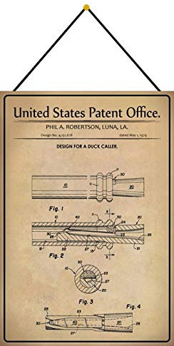 DekoDrom® Blechschild 20 x 30 cm US Patent Duck Caller Enten Rufer Jagd historisches Motiv mit Kordel zum Aufhängen Wand Deko Sammler Geschenk