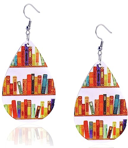 Ouligay Buch Ohrringe für Buchliebhaber - Bibliothekar Bücherregal Acryl Ohrringe - Bibliothek Geschenke für Frauen Geburtstag Valentine Jahrestag