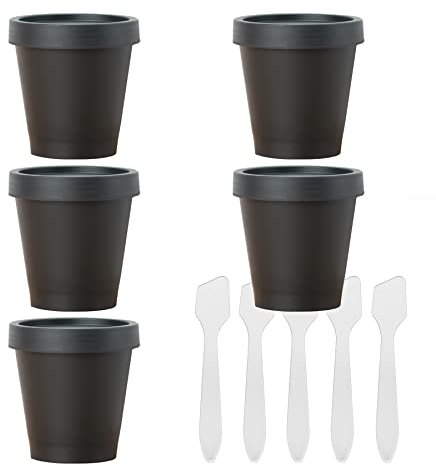 BPZXL 5 pièces 200ml Noir Pots en Plastique, 200 g Cosmétiques en Voyage récipient Lotion Crème cosmétique Masque facial Pots