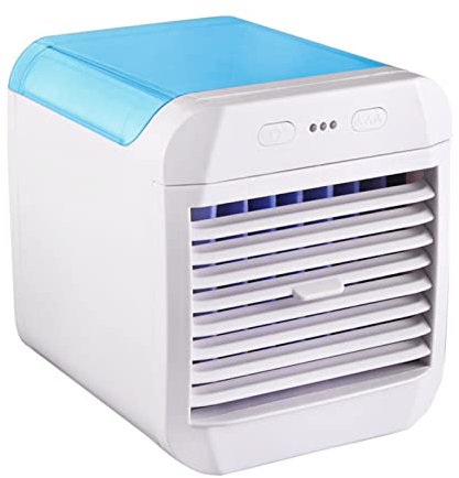 Ventilador de Aire Acondicionado Portátil, Mini Aire Acondicionado de 3 Velocidades, Aire Acondicionado Personal, Enfriador de Aire Personal con Humidificador para Habitación, (Azul)