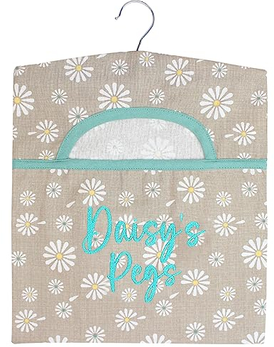 TeddyT's Personalised Daisy Embroidered Peg Bag with Hanger