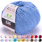 MeriWoolArt® Hellblau Baumwollgarn zum Stricken und Häkeln, Textilgarn, Stoffgarn, Baby Wollgarn für Handarbeiten, Babykleidung, Amigurumi, Babydecke, Pullover, Mützen und Accessoires