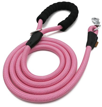 Aiminto Dog Leash, Braided Rope Traction – Walking Training Lead for Medium/Large Dogs ((1/2) - 6FT, Pink)