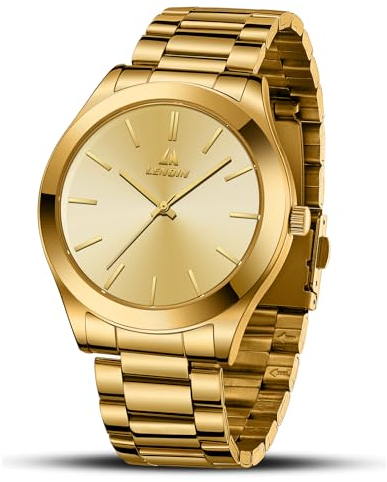 LN LENQIN Mens Watches Stainless Steel Watches Men Analog Quartz Watch 30M Waterproof Mens Wristwatches Business Designer Watch