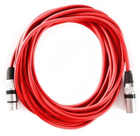 MUSIC STORE XLR-Mikrofonkabel, 6m, Rot, Standardkabel, Geeignet für Heim- und Studioanwendungen