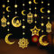 12 Stück 6 Stile Eid Mubarak Dekoration Papier Hängend Banner Anhänger Ornament Mond Sterne Girlande für Ramadan Kareem Party Haus Decken Fenstertür Deko