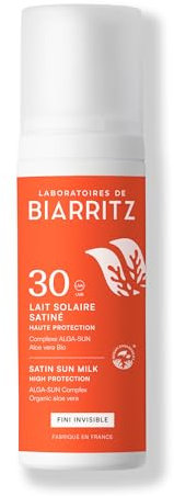 Laboratoires de Biarritz - Lait Solaire Invisible SPF30 - Texture Fluide Invisible - Visage & Corps - Effet Frais dès Application - Parfum 100% d’Origine Naturelle - 100 ml - Fabriqué en France