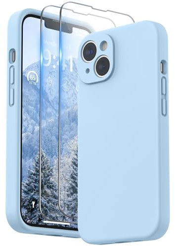 SURPHY Compatible with iPhone 14 Plus Case with Screen Protector, Liquid Silicone Individual Protection for Each Lens Shockproof Thickened Rubber for iPhone 14 Plus 6.7 inch 2022 (Light Blue)