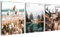 Novart Wandbilder Set Wald Hirsch - KOMPLETT AUFHÄNGFERTIG - Wohnzimmer Schlafzimmer Deko - 3 Moderne Bilder Natur Berge - N013235a