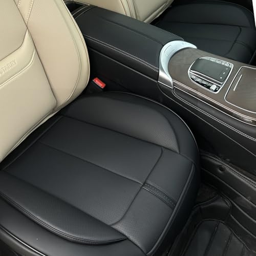 HOMOSTARRY 2-Pack Leder Front Autositzbezug nur unten, Anti-Rutsch gepolstertes Sitzkissen, Full Wrap Sitzschutz mit Aufbewahrungsfunktion Universal Fit für die meisten Autos, SUV, Pick-up Trucks