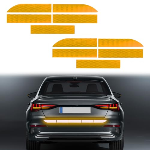 deemars 2PCS Reflektierende Streifen-Aufkleber, Wasserfeste selbstklebende reflektierende Aufkleber, Auto Exterieur Zubehör Kofferraum Reflektierende Aufkleber Universal für die meisten Autos (Gelb)