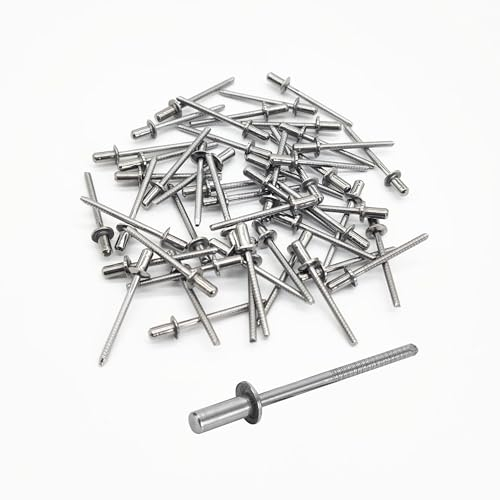 TUKEVA 50 Pcs 4 x 8mm Rivet Pop Aveugle à Tête Bombée Rivets aveugles en 304 acier inoxydable Rivets à tête fermée Acier inoxydable Rivets Pop pour l'industrie métal bois plastique inox etc (4 x 8mm)