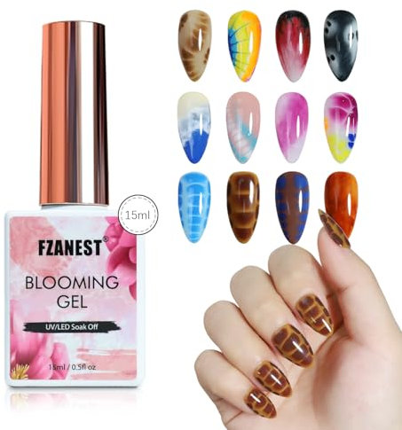 FZANEST Clear Blooming Gel 15ml Blossom Gel Nail Polish Nail Art Design For Spreading Effect Marble Natural Stone Nail Polish UV LED Soak Off