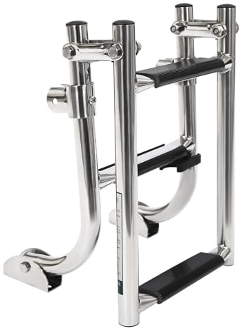 Boat Ladder, Three Step Folding Ladder, Portable Boat Ladder Extendable Deck Ladder Stainless Steel Boat Ladder Anti Slip Boat Boarding Ladder, Extendable Boat Ladder for Yachts, Speedboats Boats