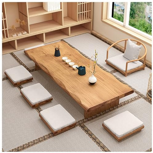 140cm Minimalistischer Japanischer Niedriger Couchtisch Für Den Boden, Tatami-Meditationsaltartisch, Großer Esstisch Aus Holz Für Wohnzimmer Und Esszimmer