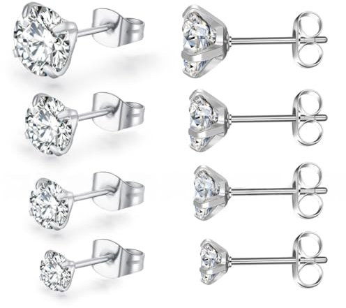 ZKGYUS Ohrstecker für Damen Herren, ohrringe stecker, Hypoallergen Titan, Nickelfrei medizinische Ohrstecker, 3-6 MM CZ Ohrringe für empfindliche Ohren Mode Damenschmuck