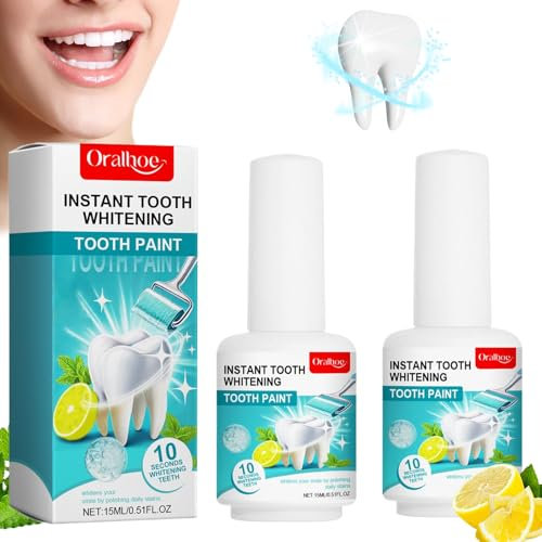 2 pezzi vernice dentale bianca per denti bianchi sbiancanti istantanei, colore bianco per denti bianchi. Denti bianchi immediati