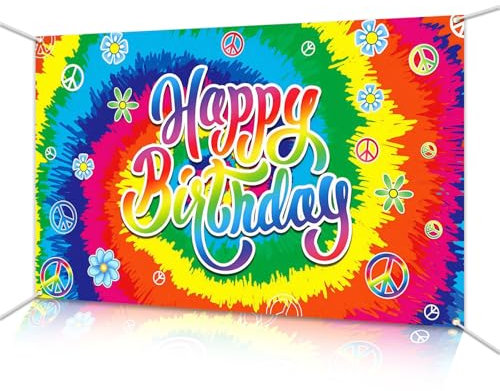 Er Party Deko Banner - Wandtisch Fotowand für Er Jahre und Er Party, Stylisches Hippie-Geburtstagsdeko, Ideal für viele Anlässe