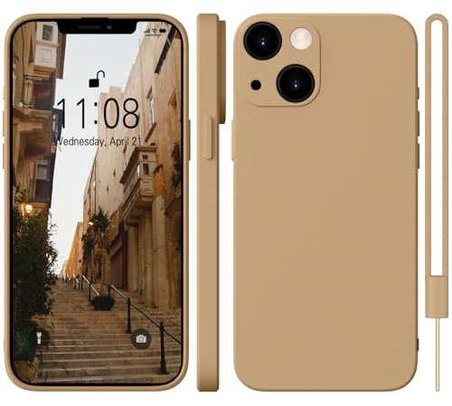 WXX iPhone 13 Hülle Silikon Case, Handyhülle iPhone 13 Dünn Slim mit Microfiber, Kratzfeste Rundumschutz Case Hülle für iPhone 13 6.1'' 2021 Wüstensand
