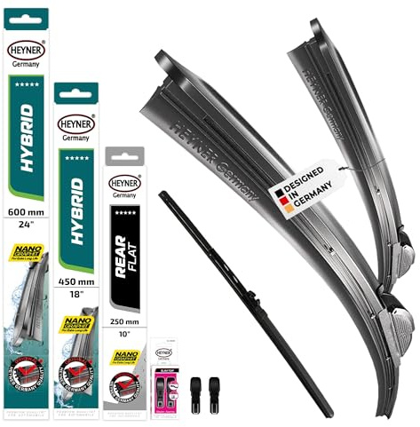 HEYNER® Scheibenwischer Komplettset für SEAT ARONA | 07.2017 - 06.2021, HYBRID Flachbalkenwischer, Aerodynamisch & Flexibel, Nanographitbeschichtung