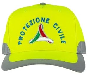 MGP SPORTSWEAR CAP04 Cappello Protezione Civile VOLONTARIATO Squadra Ricerca Giallo Fluorescente Alta VISIBILITA' con Inserti RIFRANGENTI