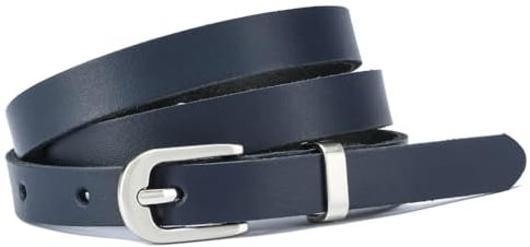 Frentree Ledergürtel Damen, MADE IN GERMANY 1,5 cm schmaler Echtleder Gürtel, für Kleid und Anzughose, 100% Leder, Navy