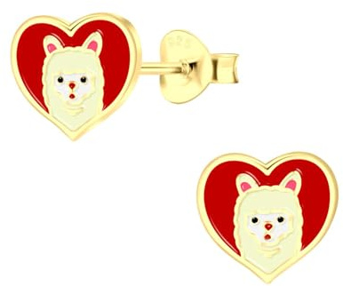 Monkimau Mädchen Ohrringe Llama | Ohrstecker aus 925 Sterling Silber | Kinderohrringe hypoallergen