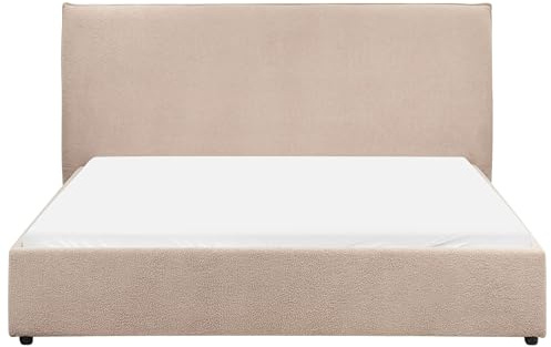 Beliani Modern Traditional Upholstered Bed EU King Size 5ft3 Soft Boucle Taupe Lavaur