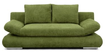Hygger Next Schlafsofa mit Bettkasten (Clivia, Oliva) | 145x202 cm 2 Sitzer Sofa mit Schlaffunktion, Ausziehbare Schlafcouch für Wohnzimmer, Modernes Design & Komfort