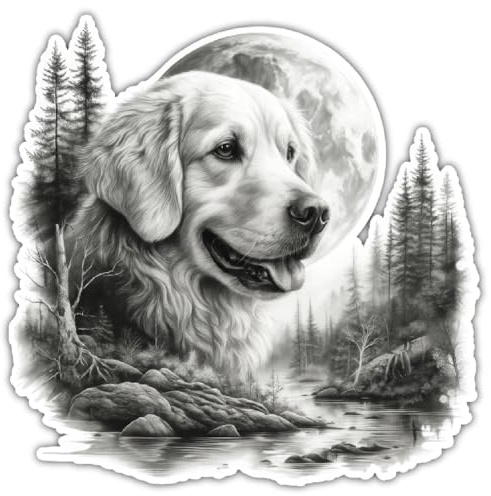 Samunshi® Wandtattoo Golden Retriever im Wald Wandsticker für Wald Natur und Hunde Fans Herrchen und Frauchen Deko für Küche Wohnzimmer Schlafzimmer Wandaufkleber Sticker für Wände 70x70cm