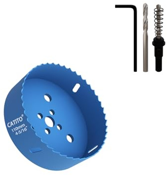 CATITO 110mm Bi-Metall Lochsäge Bohrbohr, Lochsäge für Einbauleuchten, Zoll Lochschneider für LED Einbaubeleuchtung, ideal für Kunststoff, Holz, Sperrholz (110mm)
