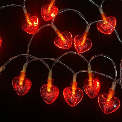 Kaleora LED Herz Lichterkette, 3M 20 LED Rote Herzförmige Lichterkette Batteriebetrieben, Romantische Beleuchtung für Valentinstag, Hochzeit, Jahrestage, Party, Innen Deko