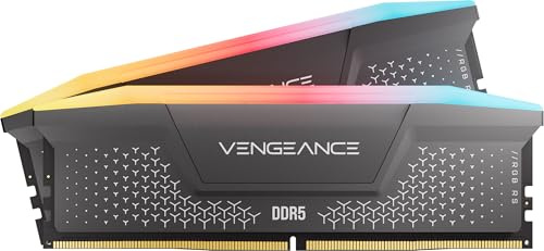 CORSAIR VENGEANCE RGB RS DDR5 64GB (2 x 32GB) Fino a 5200MHz AMD INTEL RAM | Memoria Per Computer Desktop, Compatibile con AMD EXPO e Intel XMP 3.0, CL40, Grigio, CMG64GX5M2B5200Z40