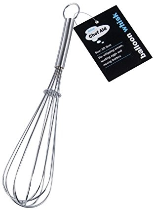 Chef Aid Balloon Whisk, Made with Stainlees Steel Wires and traditionally Balloon Shaped to aid Effortless Whisking, Stirring, Blending and Beating, Measures 20.5cm / 12 inches