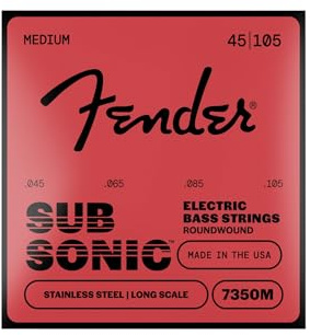 Fender Stainless 7350 Basssaiten, Edelstahl-Rundwickel, Langmensur, 7350M .045-.105 Gauges, (4)