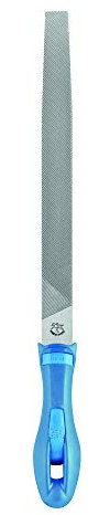 PFERD Werkstattfeile Flachspitz, 250mm, rechteckige, spitz zulaufende Feile, Kreuzhieb H1 auf vier Seiten, inkl. Ergonomie-Feilenheft, 11216256 – für die grobe Zerspanung und zum Schruppen geeignet