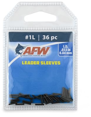 American Fishing Wire Single Barrel Crimp Sleeves, Black Color, Size 1L, 0.033 -Inch Inside Diameter, 36-Pieces