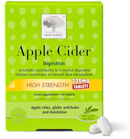 New Nordic Apple Cider Vinegar Tablets - 2160 mg ACV with The Mother - May Help Promote Weight Loss - for Men and Women - 60 High Strength Tablets