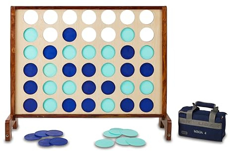 Uber Games Mega 4 in Einer Reihe Spiel, 115 x 82 cm, Hartholz ECO aus India | Komplett mit 42 Kunststoff Scheiben, Spielfertig Indoor und Outdoor