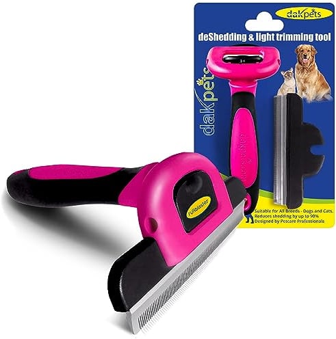Deshedding Tool & Pet Grooming Brush for Small, Medium & Large Dogs, Cats & Horses, With Short to Long Hair. Dramatically Reduces Shedding In Under 10 Minutes