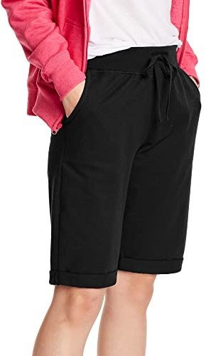 Hanes Womens French Terry Bermuda Athletic-shorts, Black, Small US