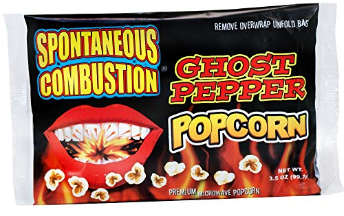 SPONTANEOUS COMBUSTION Bolsas de palomitas de maíz para microondas Ghost Pepper, paquete de 3, palomitas de maíz gourmet picantes, palomitas de maíz perfectas para cine caliente